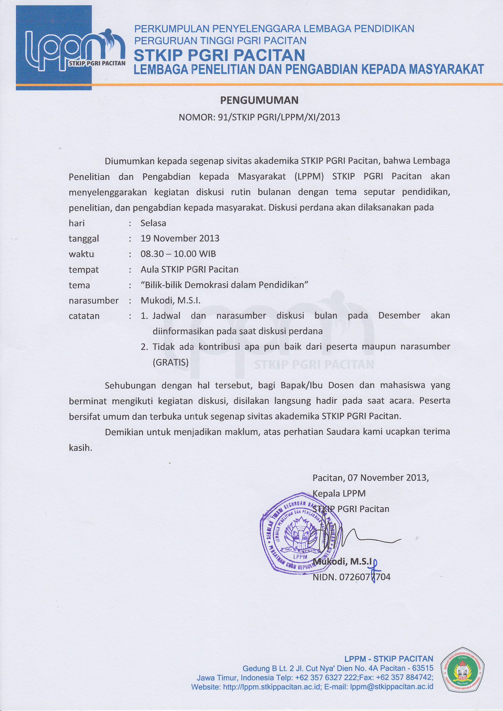 Diskusi Rutin LPPM